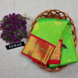 Parrot green & red colored pure Kanchipuram Silk Saree