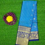 Kanchipuram-Blue-Saree-Golden-Jari-Border-1