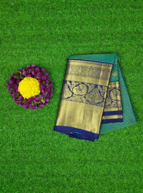 Kanchipuram Green Saree Golden Jari Border