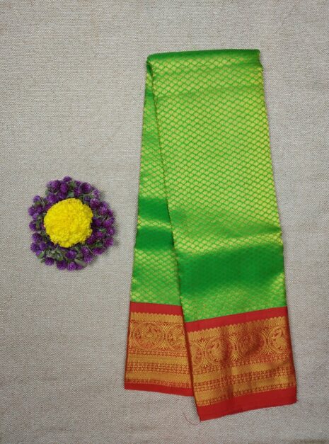Kanchipuram-Green-Saree-Red-Border-1 Kanchipuram Green Saree Red Border