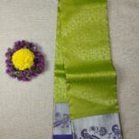 Kanchipuram Green Saree Silver Border Peacock Design