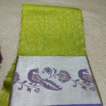 Kanchipuram-Green-Saree-Silver-Border-Peacock-Design-3