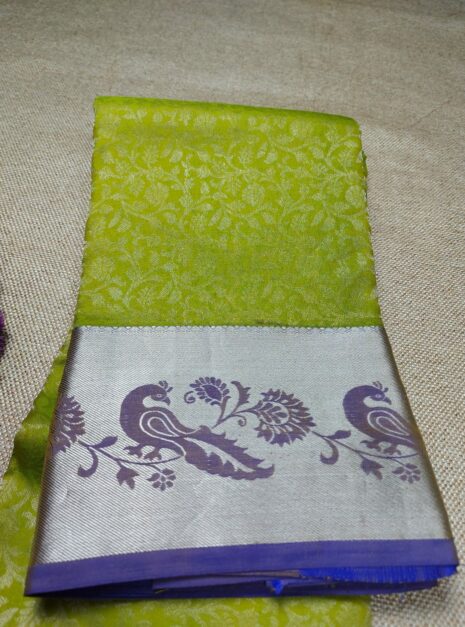 Kanchipuram-Green-Saree-Silver-Border-Peacock-Design-3 Kanchipuram-Green-Saree-Silver-Border-Peacock-Design-3