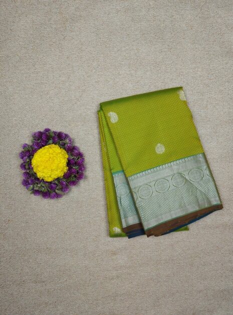 Kanchipuram Green Saree Silver Border