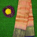 Kanchipuram Orange Saree Purple Border
