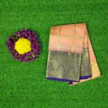 Kanchipuram Orange Saree Purple Border