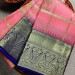 Kanchipuram Orange Saree Purple Border