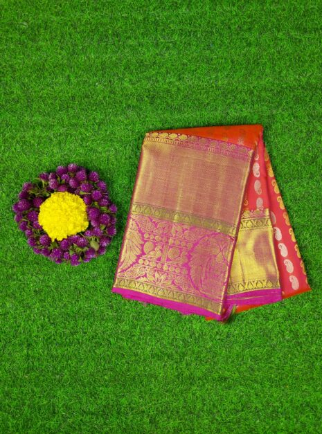 Kanchipuram Red Saree Big Border