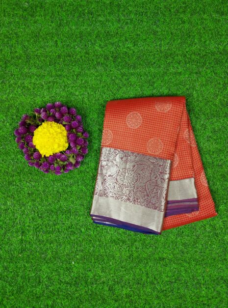 Kanchipuram Red Saree Purple Border